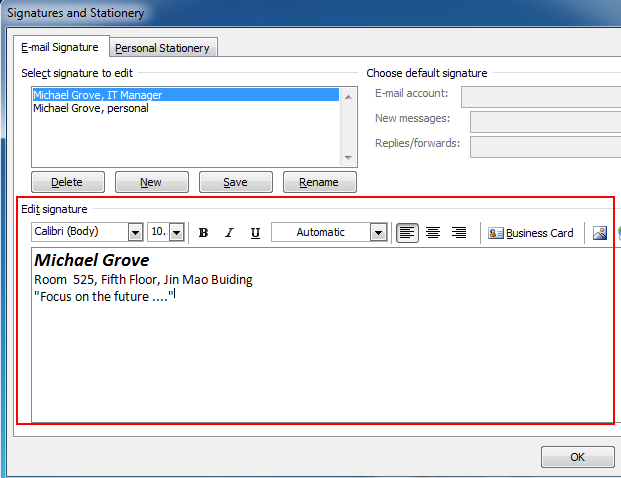 how to add signature line in microsoft outlook 2010